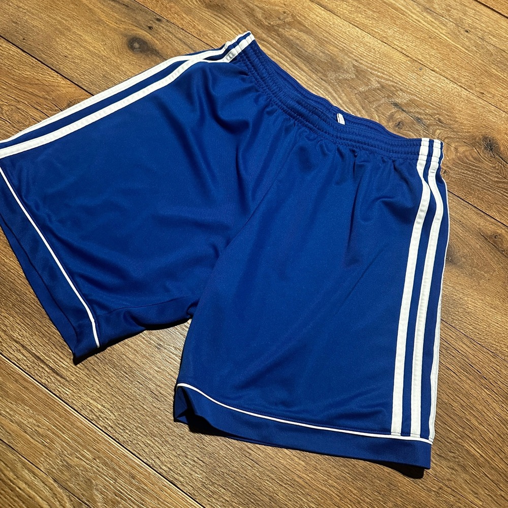 Adidas Blue Climalite 3-Stripe Soccer Athletic Shorts Mens Medium S99153